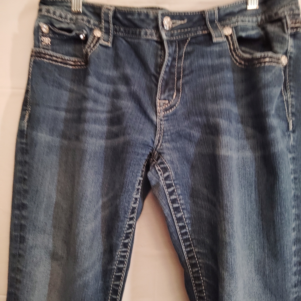 Miss Me Blue Boot Cut Jeans with Contrast Stitching